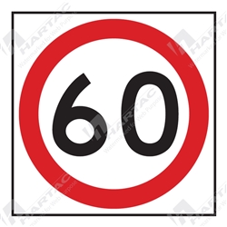 600*600 Traff Corflute Ref CL1 Black and Red on White 60km Speed