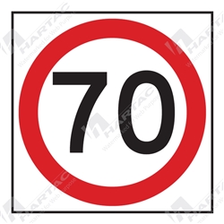 600*600 Traff Corflute Ref CL1 Black and Red on White 70km Speed