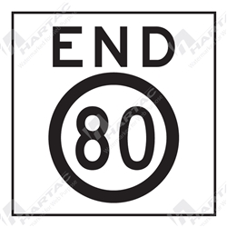 600*600 Traff Corflute Ref CL1 End Speed 80km Black on White