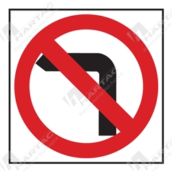 600*600 Traff Corflute Ref CL1 No Left Turn Picto Black & Red on White