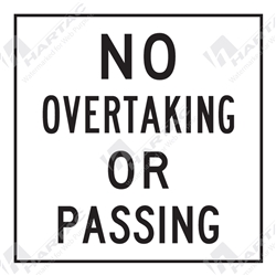 600*600 Traff Corflute Ref CL1 No Overtaking Or Passing Black on White