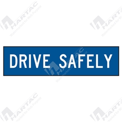 1200*300 Traff Corflute Ref CL1 White on Blue Drive Safely