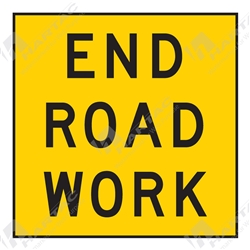 600*600 Traff Corflute Ref CL1 Black on Yellow End Road Work