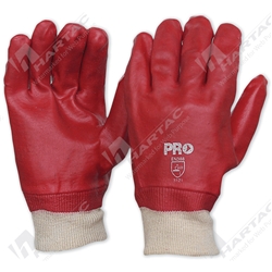 Red PVC Glove 27cm (Short) With Knitted Wrist One Size Fits All (pack 12 pairs)