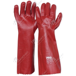Red PVC Glove 45cm Long One Size Fits All (pack 12 pairs)