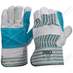 Green/Grey Stripe Leather Gloves One Size Fits All (pack of 12 pairs)