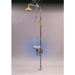 Combination Deluge Shower & Aerated Eye Wash, S/Steel Bowl Hand & Foot Operated