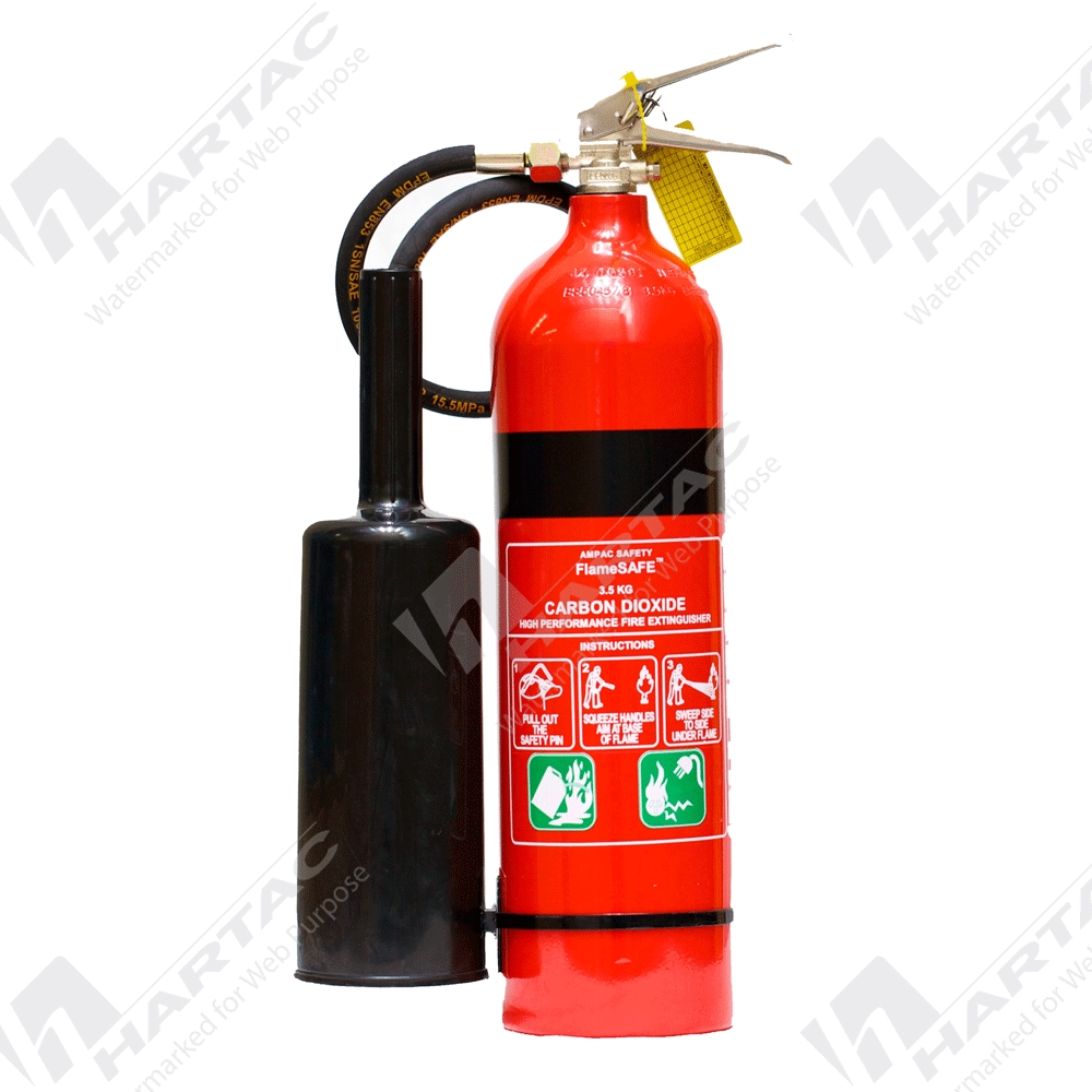 Fire Extinguishers  Accessories - CO2 Fire Extinguisher 3.5kg Class 5B:E  Flammable Liquids, Elect Fires w/ Wall Bracket - Company Name - Hartac  Australia