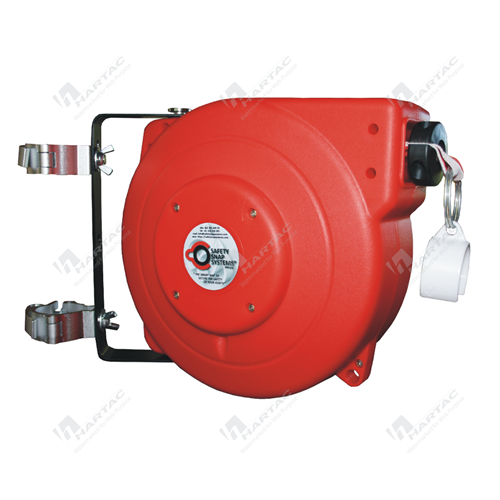 20m Retractable Safety Barrier w/ Red/White Stripe Danger High Voltage w/ Pipe Clamp