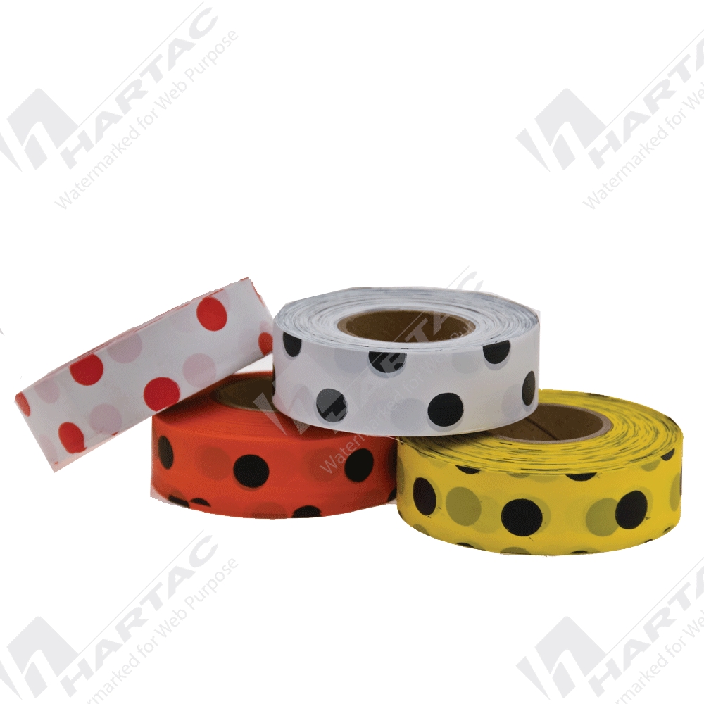 110010690 Flagging Tape (Polka Dots) Black on Yellow Hartac Australia