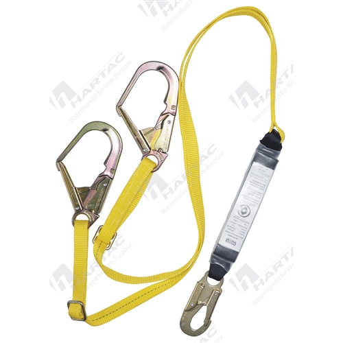 MSA Twin Leg Webbing Lanyard 2m Adjustable Snaphook - Scaffold Hook