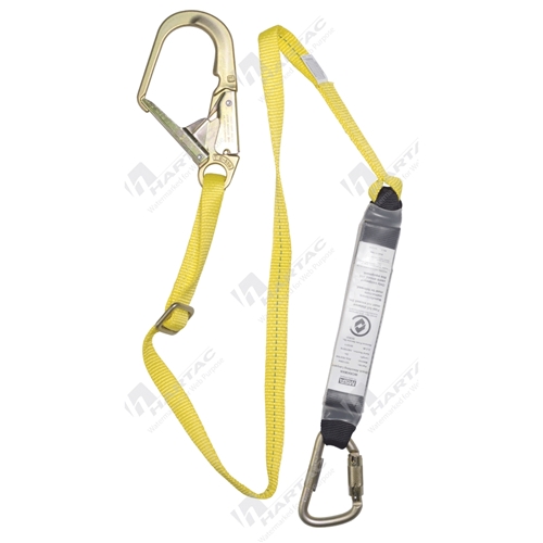 MSA Single Leg Webbing Lanyard 2m Adj Triple Action Karabiner - Scaffold Hook