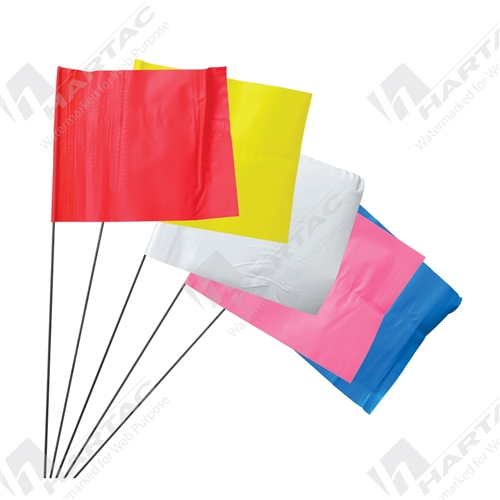 125*100mm Survey Flags Pink 770mm Stake Pk of 100