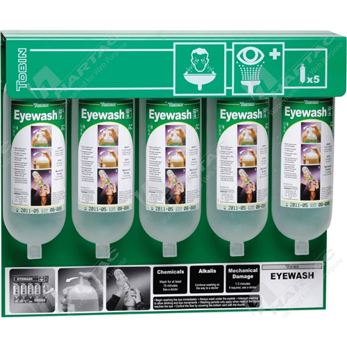 Tobin Eyewash Wall Stand incl 5 x 1L Bottles, screws etc. Dim : 390*450*100mm
