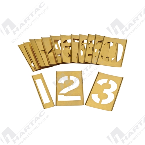 Brass Interlocking Stencil Set 0-9 125mm Text Height