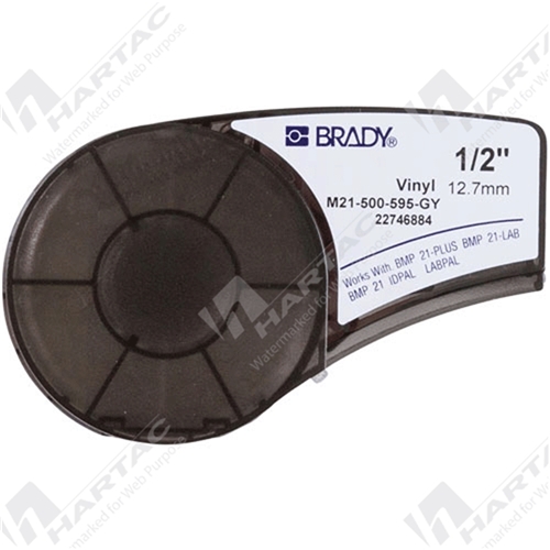 B-595 Indoor/Outdoor Vinyl Label suit BMP21-PLUS Printers 12.7mm*6.4m Black on Grey