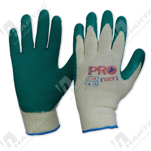 Green Latex Dipped Poly/Cotton Gloves (pack of 12 pairs) Size - 10
