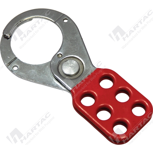 38mm Jaws Lockout Hasp 6 Hole Red Vinyl Coated Handle