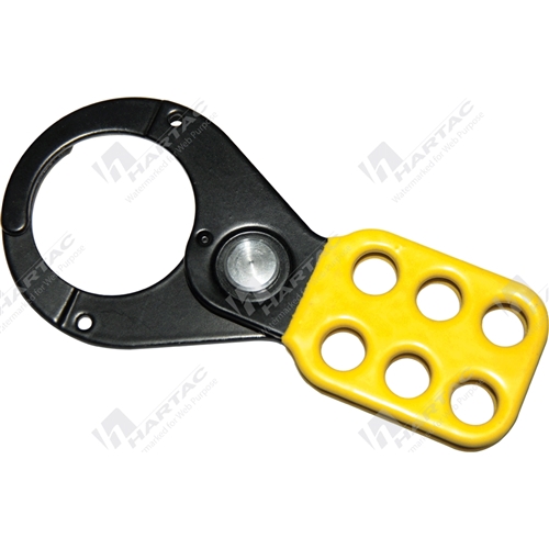 38mm Jaws Lockout Hasp 6 Hole Yellow Vinyl Coated Handle