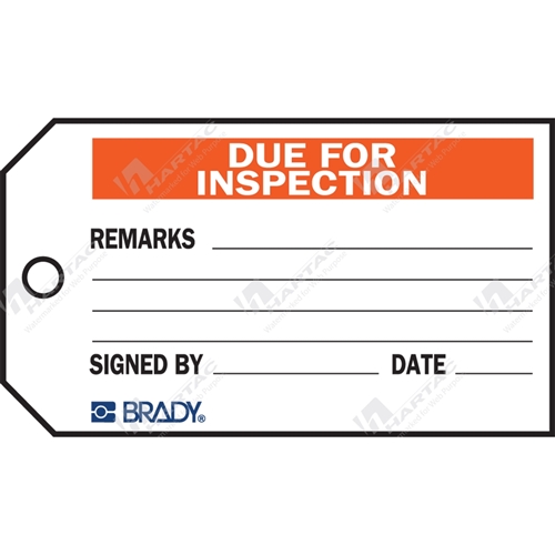 Material Control Tag "Due For Inspection" (Pack of 25) - 146mm x 76mm