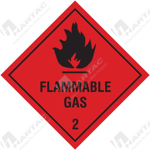 25*25mm Haz S/A Paper Non-Ref Flammable Gas 2 Diamond/Picto Black on Red 1000/Roll
