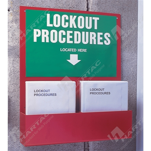 Lockout Procedure Holder Red Acrylic 750*600*100 White on Green