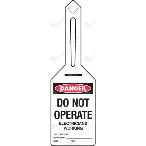 Tie Out Tag "Danger Do Not Operate Electricians Working" (Pack of 25) - 85mm x 160mm
