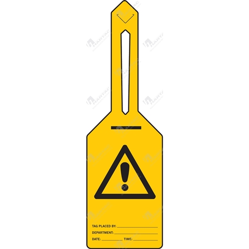 Tie Out Tag "Warning Symbol" (Pack of 25) - 85mm x 160mm