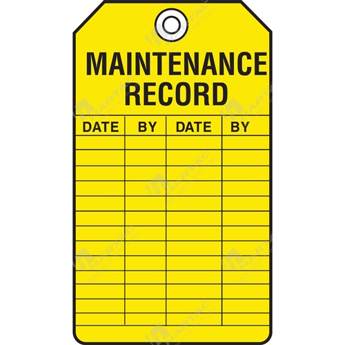 Equipment Servicing Tag "Maintenance Record" (Pack of 5) - 85mm x 145mm