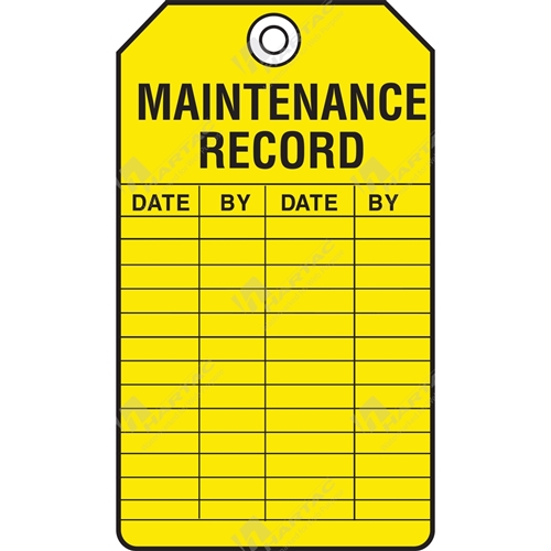 Maintenance Record Equipment Service Tags