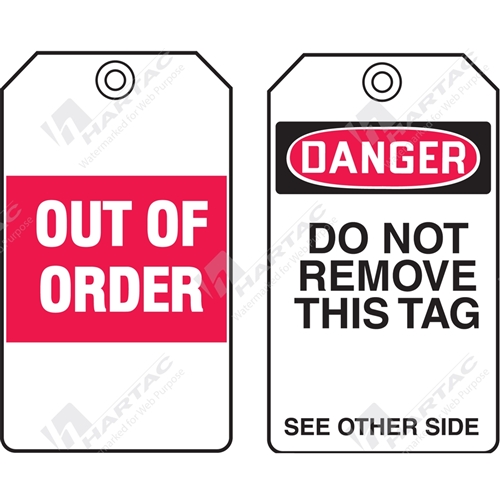 Equipment Servicing Tag "Out Of Order" (Pack of 5) - 85mm x 145mm