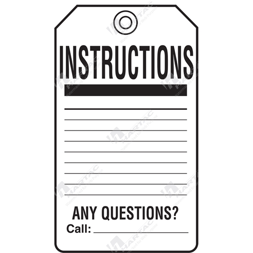 Instructions Tags Equipment Servicing Tags