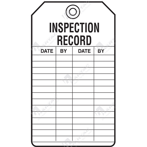 Equipment Servicing Tag "Inspection Record" (Pack of 5) - 85mm x 145mm