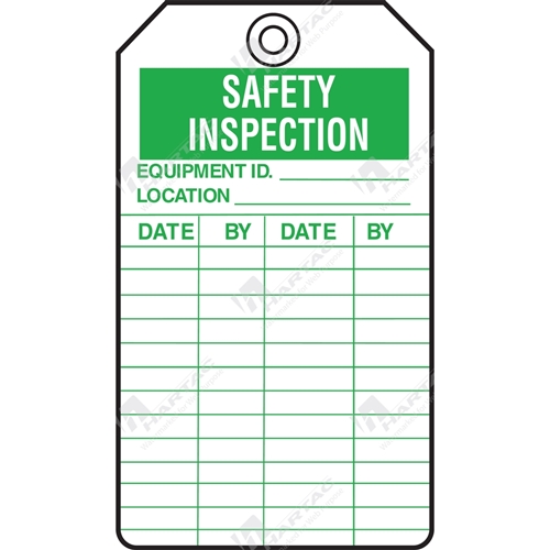 Equipment Servicing Tag "Safety Inspection" (Pack of 5) - 85mm x 145mm