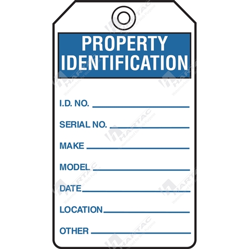 Equipment Servicing Tag "Property Identification" (Pack of 5) - 85mm x 145mm