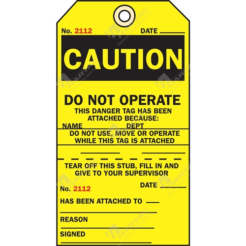 Caution Do Not Operate - With Two Part Status Tags