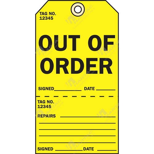 Out Of Order Blk/Yell - With S Two Part Status Tags