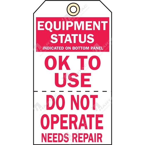2-Part Production Tag "Equipment Status Ok To Use" (Pack of 100) - 75mm x 100mm
