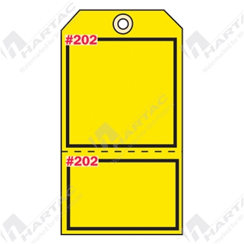 2-Part Production Tag "Yellow (Blank)" (Pack of 100) - 75mm x 100mm