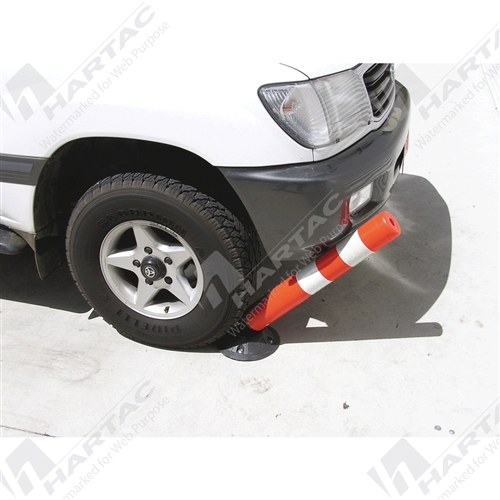 Two Piece Flexible Knock Down Bollard Orange with Ref Bands Rubber Base 100 x 1000mm