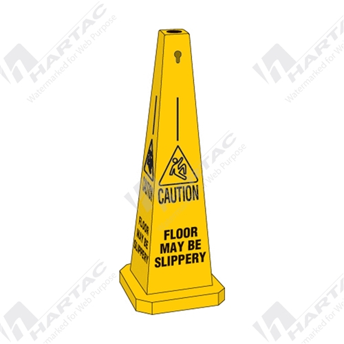 890mm Yellow Plastic Cone - Caution Floor May Be Slippery