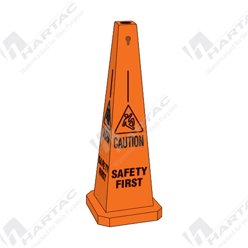 890mm Orange Plastic Cone - Caution Safety First