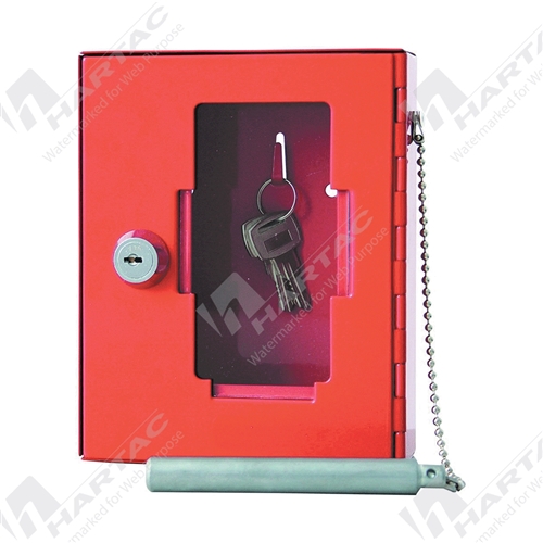 Key Box w/ Glass Panel C/W Hammer & Chain 