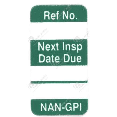 Nanotag “Next Inspection Date” Insert - Green Pk of 100