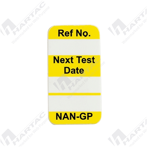 Nanotag “Next Test Date” Insert - Yellow Pk of 100