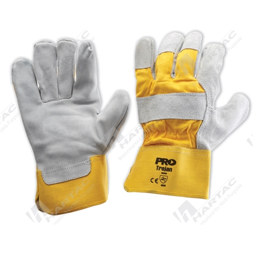 Yellow/Grey Leather Gloves/ Cotton Back,One Size Fits Most (pack of 12 pairs)