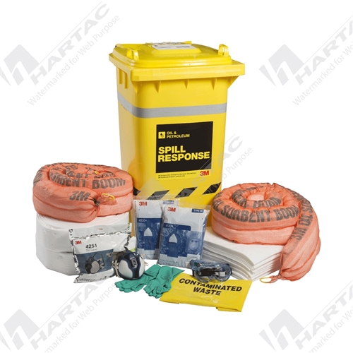 3M OSRK-190 Oil & Petroleum Absorbent Spill Kit Wheelie Bin 190L