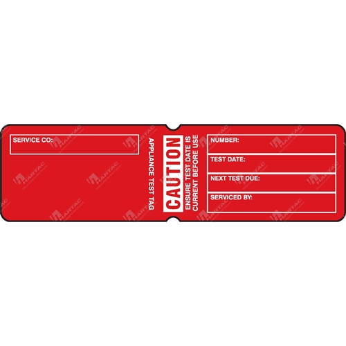 Appliance Test Tag Caution Red (pk100)