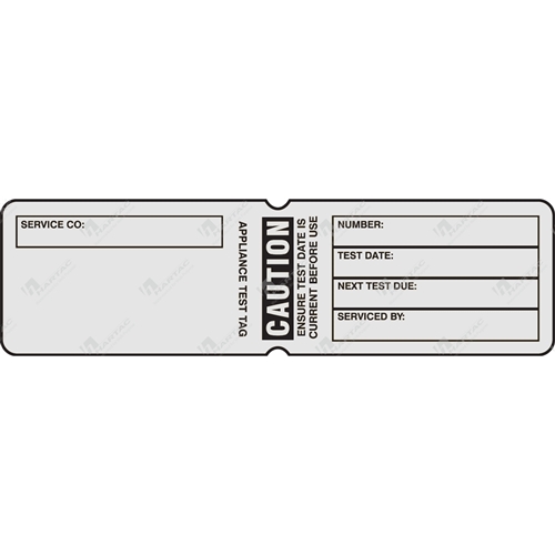 Appliance Test Tag Caution White (pk100)