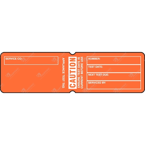 Appliance Test Tag Caution Orange (pk100)